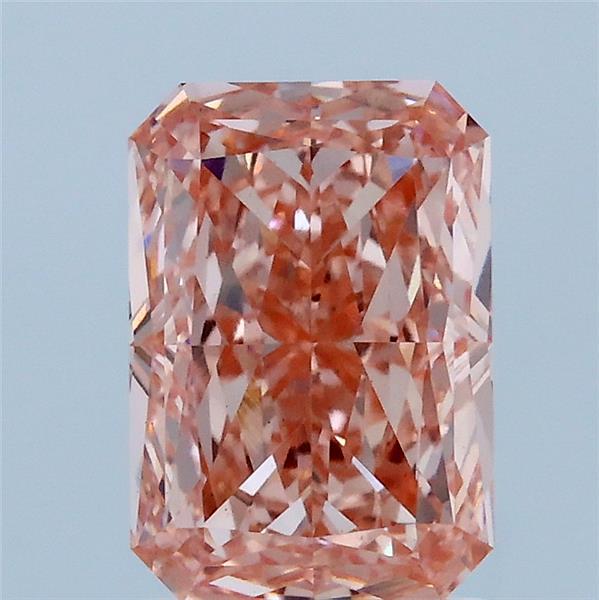 2.09 Carat Radiant Lab Grown Diamond, Fancy Vivid Pink Color, VS1 Clarity