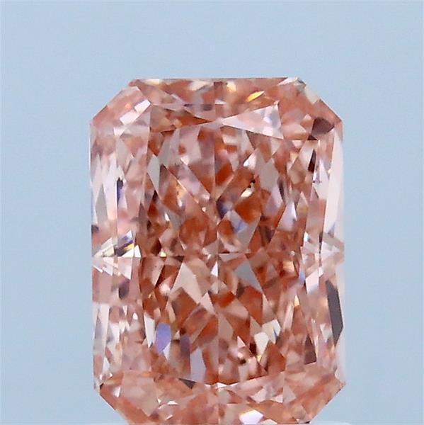 1.56 Carat Radiant Lab Grown Diamond, Fancy Intense Pink Color, VS1 Clarity