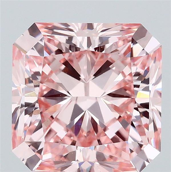3.23 Carat Radiant Lab Grown Diamond, Fancy Intense Pink Color, VS1 Clarity