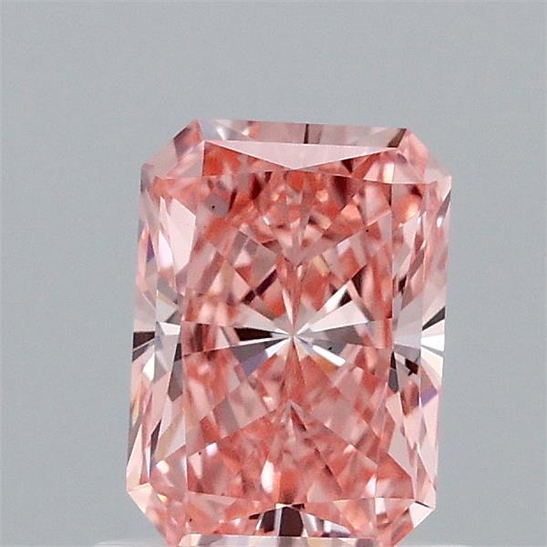 0.93 Carat Radiant Lab Grown Diamond, Fancy Vivid Pink Color, VS1 Clarity