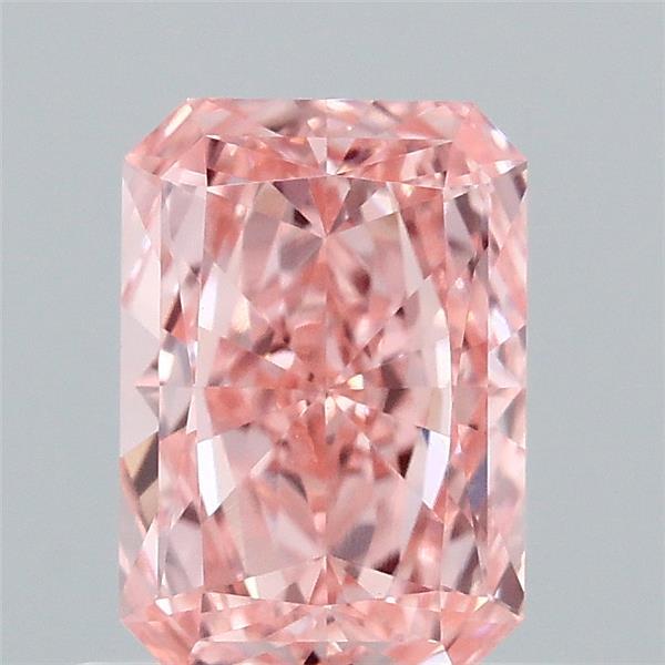 0.73 Carat Radiant Lab Grown Diamond, Fancy Vivid Pink Color, VS1 Clarity