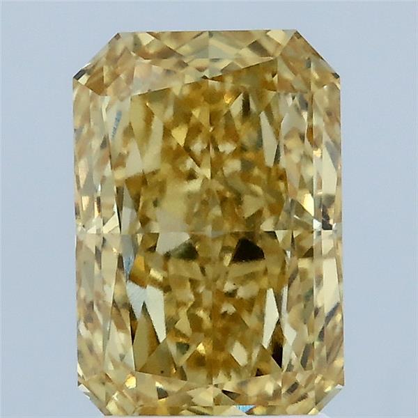 2.13 Carat Radiant Lab Grown Diamond, Fancy Intense Yellow Color, VVS2 Clarity
