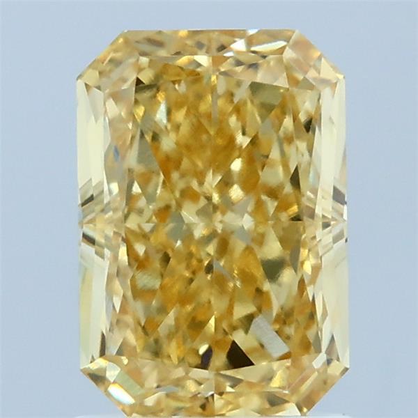1.86 Carat Radiant Lab Grown Diamond, Fancy Intense Yellow Color, VVS2 Clarity
