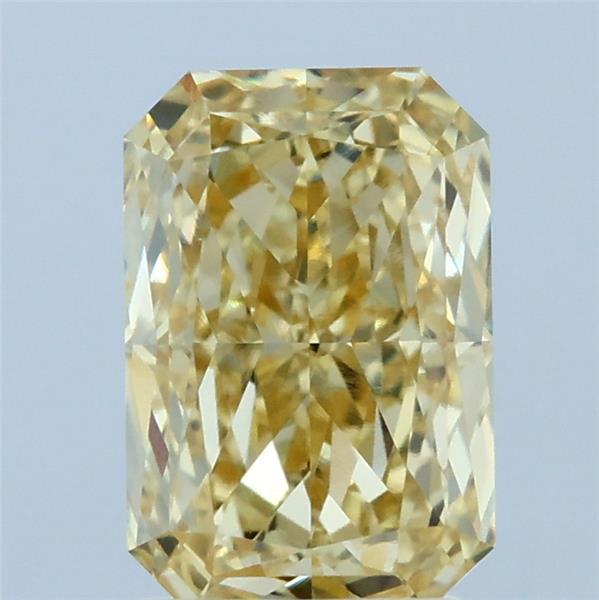 2.07 Carat Radiant Lab Grown Diamond, Fancy Intense Yellow Color, VVS2 Clarity
