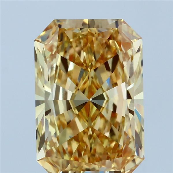 3.00 Carat Radiant Lab Grown Diamond, Fancy Intense Yellow Color, VVS2 Clarity