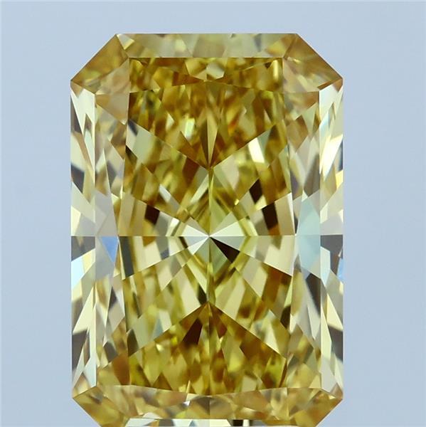4.02 Carat Radiant Lab Grown Diamond, Fancy Intense Yellow Color, VVS2 Clarity