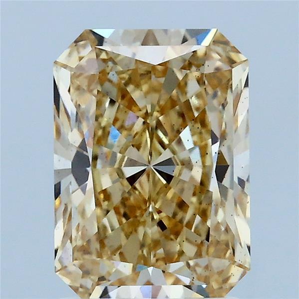2.07 Carat Radiant Lab Grown Diamond, Fancy Yellow Color, VS2 Clarity