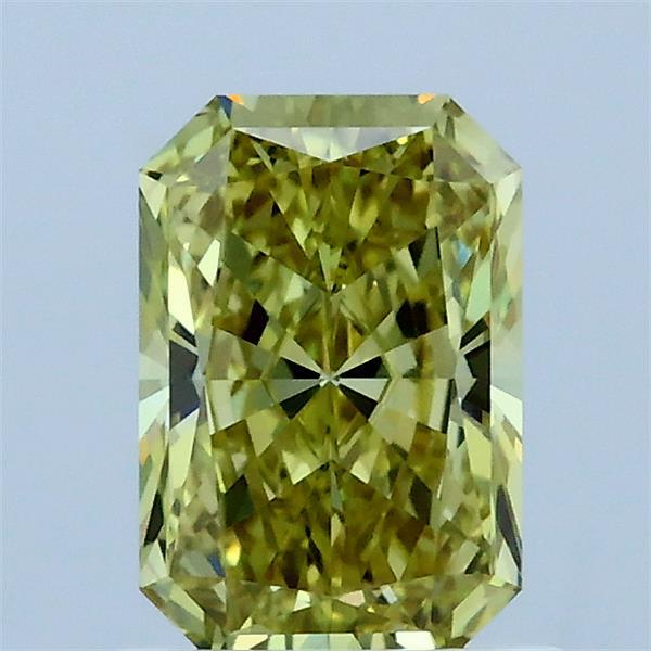 1.06 Carat Radiant Lab Grown Diamond, Fancy Intense Yellow Color, VVS2 Clarity