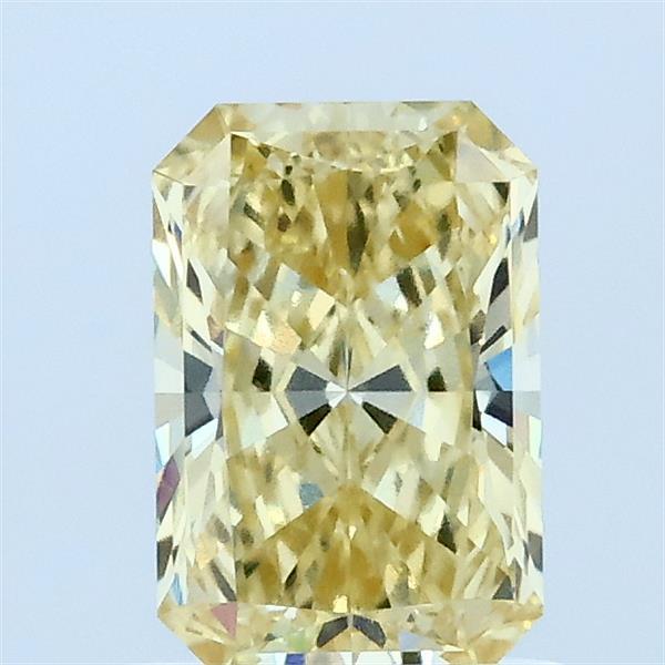 1.01 Carat Radiant Lab Grown Diamond, Fancy Intense Yellow Color, VVS2 Clarity