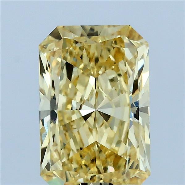 2.00 Carat Radiant Lab Grown Diamond, Fancy Intense Yellow Color, VVS2 Clarity