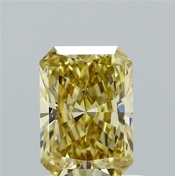 1.03 Carat Radiant Lab Grown Diamond, Fancy Yellow Color, VVS2 Clarity