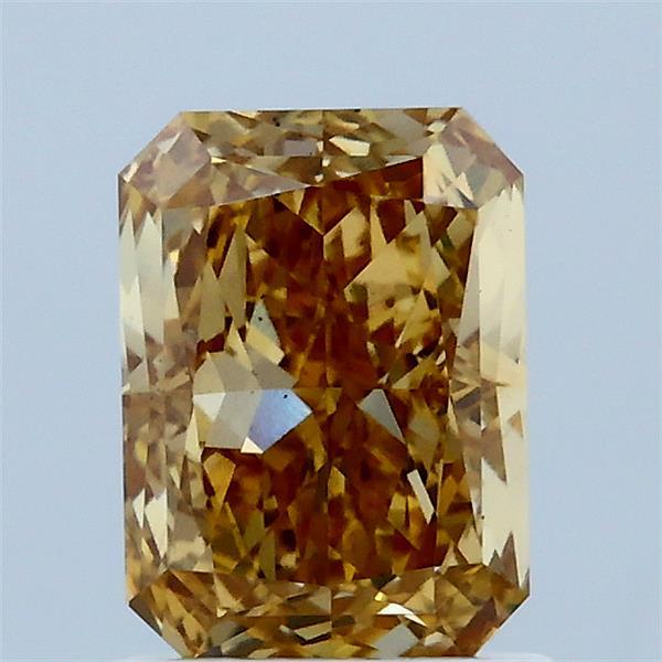 1.52 Carat Radiant Lab Grown Diamond, Fancy Brownish Yellow Color, VS2 Clarity
