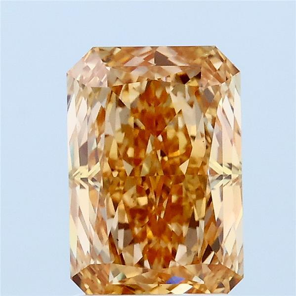 1.88 Carat Radiant Lab Grown Diamond, Fancy Vivid Orangy Yellow Color, VS1 Clarity