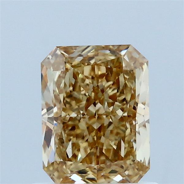 1.07 Carat Radiant Lab Grown Diamond, Fancy Brownish Yellow Color, VS1 Clarity