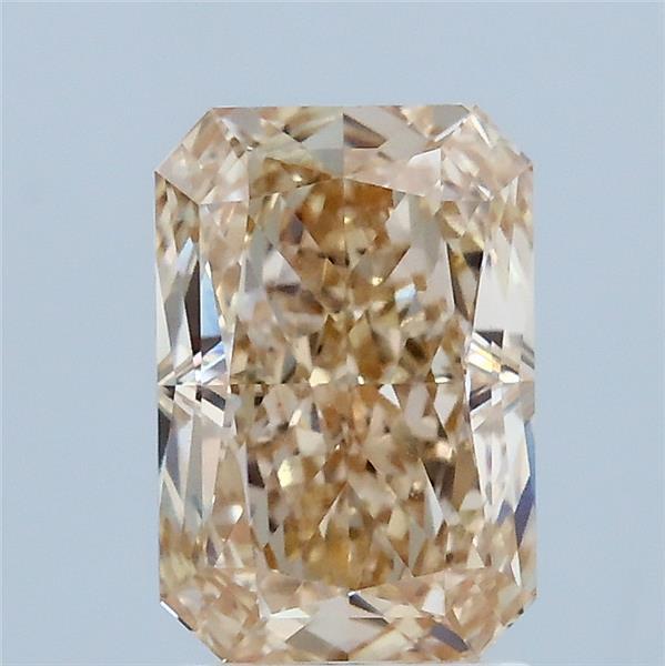 2.06 Carat Radiant Lab Grown Diamond, Fancy Light Brown Yellow Color, VVS2 Clarity