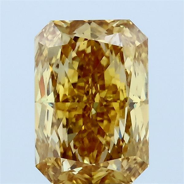 1.44 Carat Radiant Lab Grown Diamond, Fancy Intense Yellow Color, VS1 Clarity