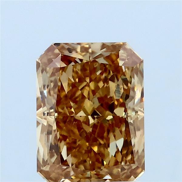 1.58 Carat Radiant Lab Grown Diamond, Fancy Brownish Yellow Color, VS1 Clarity