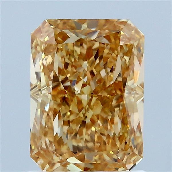 1.62 Carat Radiant Lab Grown Diamond, Fancy Intense Brownish Yellow Color, VS1 Clarity