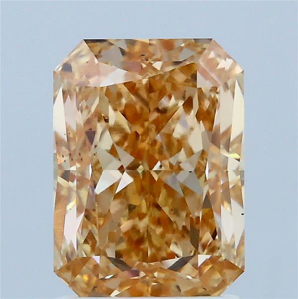 2.21 Carat Radiant Lab Grown Diamond, Fancy Brownish Yellow Color, VS2 Clarity