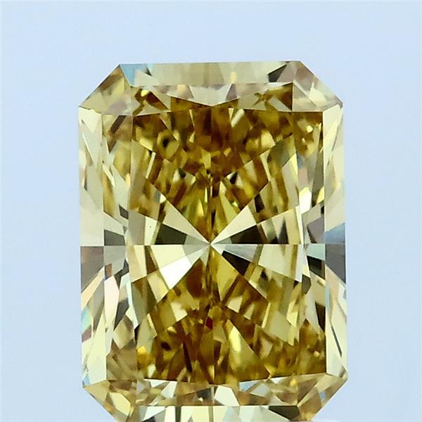 1.53 Carat Radiant Lab Grown Diamond, Fancy Intense Yellow Color, VVS2 Clarity