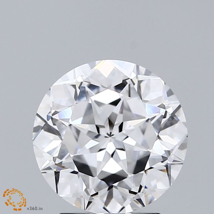 2.27 Carat Round Modified Lab Grown Diamond, Excellent Polish, D Color, VVS2 Clarity