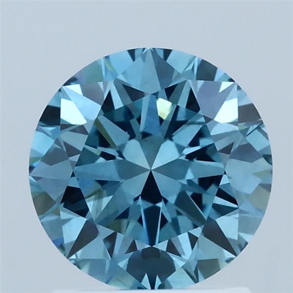 1.50 Carat Round Lab Grown Diamond, Excellent Cut, Fancy Vivid Blue Color, VS1 Clarity