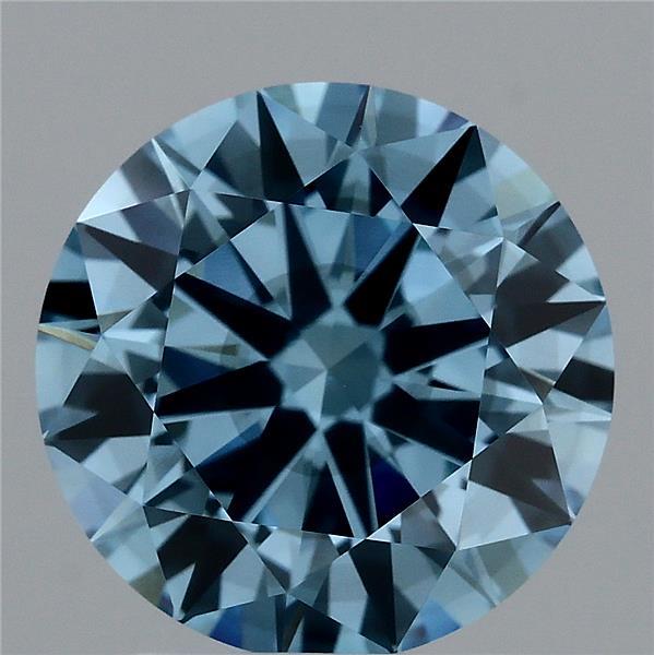 2.68 Carat Round Lab Grown Diamond, Ideal Cut, Fancy Vivid Blue Color, VS2 Clarity