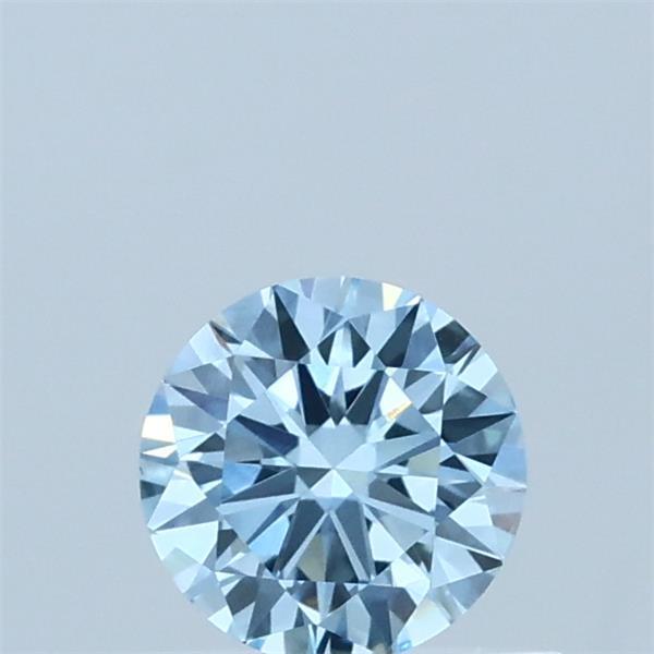 0.46 Carat Round Lab Grown Diamond, Excellent Cut, Fancy Vivid Blue Color, VS1 Clarity
