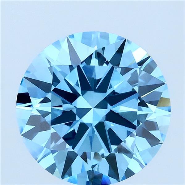 2.00 Carat Round Lab Grown Diamond, Excellent Cut, Fancy Vivid Blue Color, VS1 Clarity