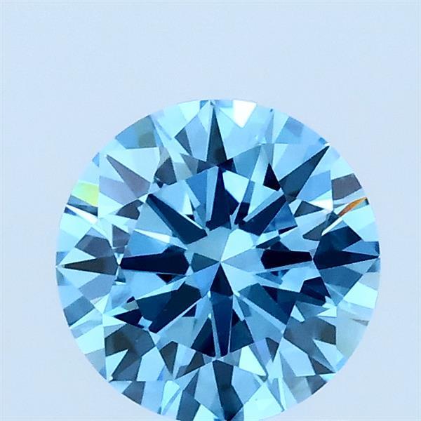 1.00 Carat Round Lab Grown Diamond, Excellent Cut, Fancy Vivid Blue Color, VVS2 Clarity