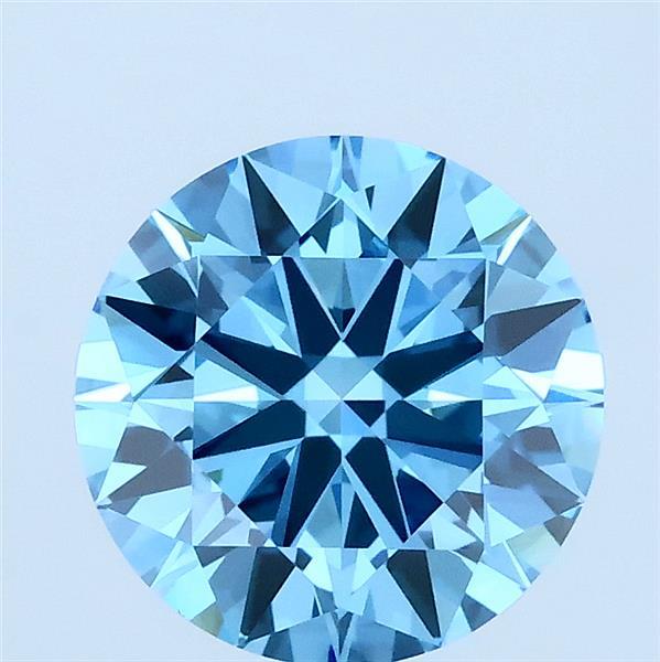 2.02 Carat Round Lab Grown Diamond, Ideal Cut, Fancy Vivid Blue Color, VVS2 Clarity
