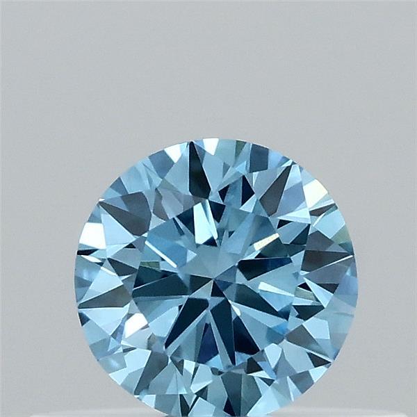 0.31 Carat Round Lab Grown Diamond, Ideal Cut, Fancy Vivid Blue Color, VVS2 Clarity