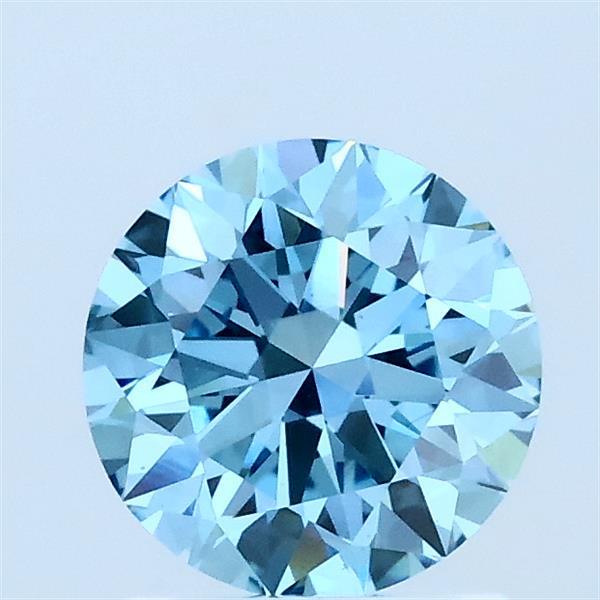 1.06 Carat Round Lab Grown Diamond, Ideal Cut, Fancy Vivid Blue Color, VS1 Clarity