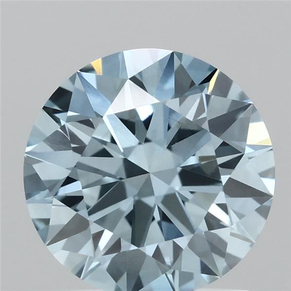1.40 Carat Round Lab Grown Diamond, Ideal Cut, Fancy Vivid Blue Color, VS2 Clarity