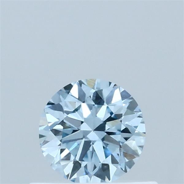 0.46 Carat Round Lab Grown Diamond, Excellent Cut, Fancy Vivid Blue Color, VS1 Clarity