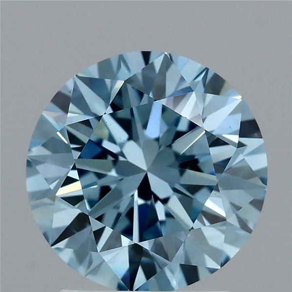 2.29 Carat Round Lab Grown Diamond, Excellent Cut, Fancy Vivid Blue Color, VS1 Clarity