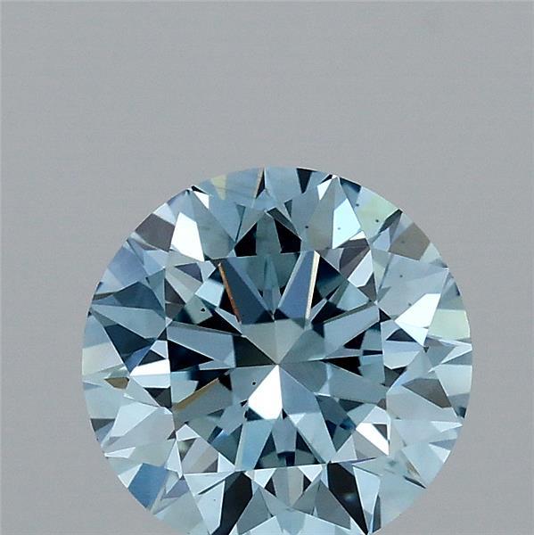1.44 Carat Round Lab Grown Diamond, Excellent Cut, Fancy Vivid Blue Color, VS2 Clarity