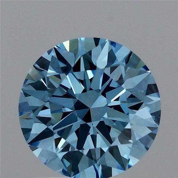 1.70 Carat Round Lab Grown Diamond, Ideal Cut, Fancy Vivid Blue Color, VS1 Clarity