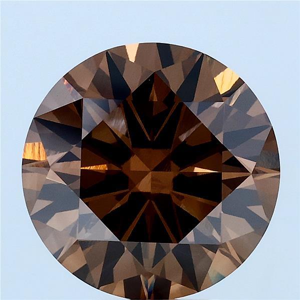 4.02 Carat Round Lab Grown Diamond, Ideal Cut, Fancy Brown Color, VS1 Clarity
