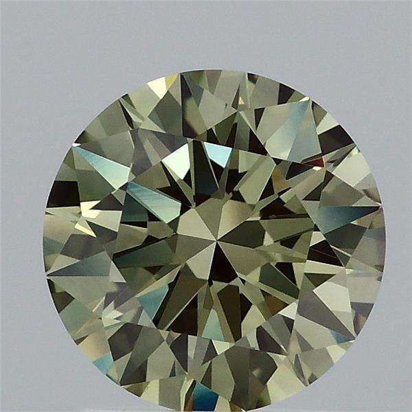 1.72 Carat Round Lab Grown Diamond, Excellent Cut, Fancy Vivid Green Color, VS1 Clarity