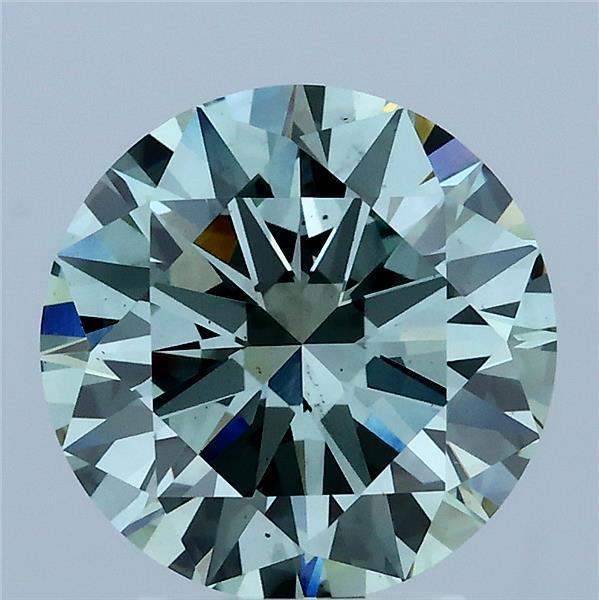 3.00 Carat Round Lab Grown Diamond, Excellent Cut, Fancy Vivid Green Color, VS2 Clarity