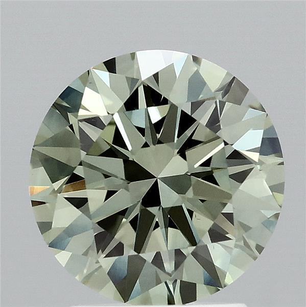 2.32 Carat Round Lab Grown Diamond, Ideal Cut, Fancy Vivid Green Color, VS1 Clarity