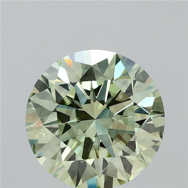 4.00 Carat Round Lab Grown Diamond, Ideal Cut, Fancy Vivid Green Color, SI1 Clarity