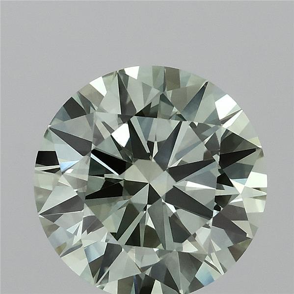 3.02 Carat Round Lab Grown Diamond, Fancy Vivid Green Color, VS1 Clarity