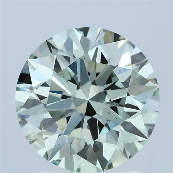 2.02 Carat Round Lab Grown Diamond, Ideal Cut, Fancy Vivid Green Color, VS2 Clarity