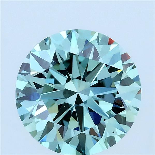 2.00 Carat Round Lab Grown Diamond, Excellent Cut, Fancy Intense Green Color, VS1 Clarity