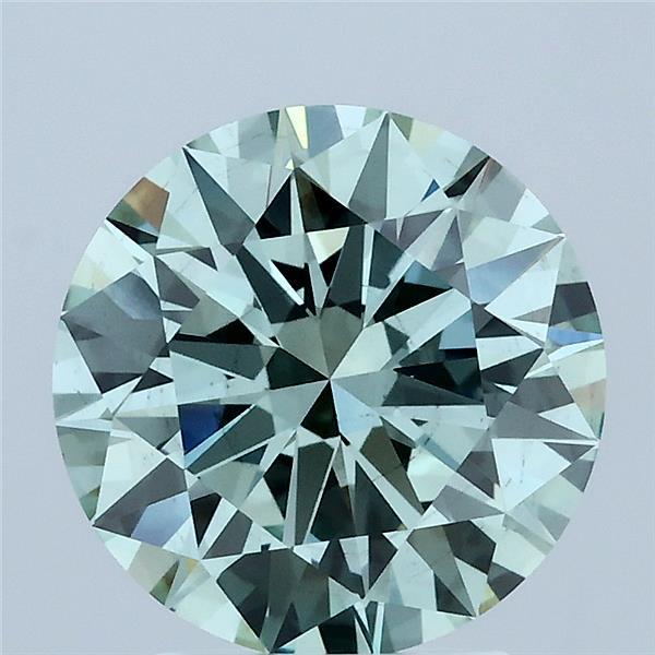 2.80 Carat Round Lab Grown Diamond, Ideal Cut, Fancy Vivid Green Color, VS2 Clarity