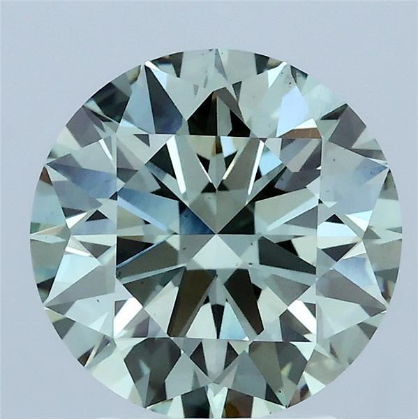 2.80 Carat Round Lab Grown Diamond, Ideal Cut, Fancy Vivid Green Color, VS2 Clarity