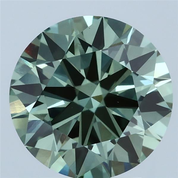 3.00 Carat Round Lab Grown Diamond, Ideal Cut, Fancy Vivid Green Color, VS1 Clarity