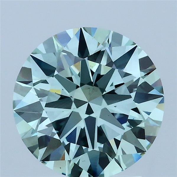 2.09 Carat Round Lab Grown Diamond, Ideal Cut, Fancy Intense Green Color, VS2 Clarity